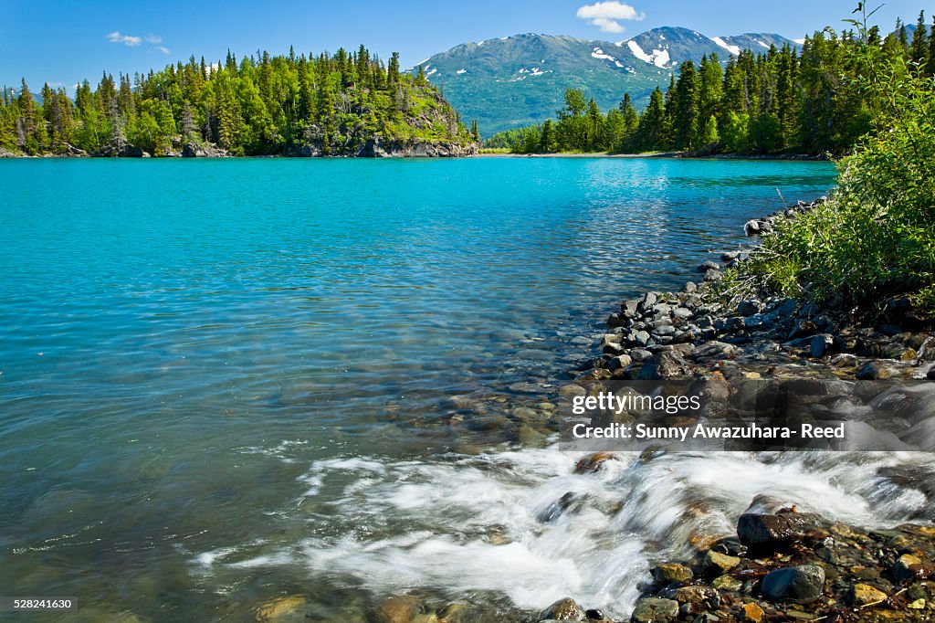 Small cascade into Skilak Lake, Kenai National Wildlife Refuge, Southcentral Alaska, Summer.
