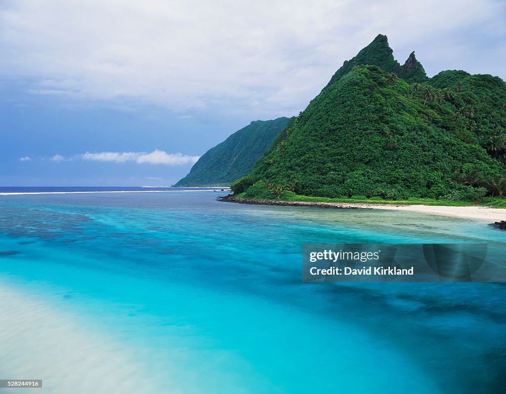 A river channel running through Ofu Island; Ofu Island, American Samoa