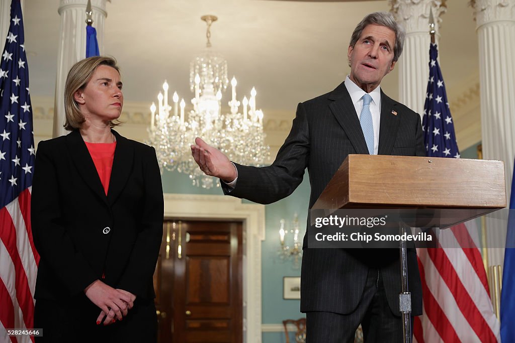 Secretary Of State John Kerry Meets With High Representative Of The EU Federica Mogherini