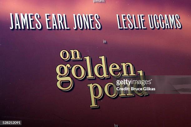 On Golden Pond sign during On Golden Pond Opening Night on Broadway - Curtain Call and After Party at The Cort Theater and Blue Fin in New York City,...