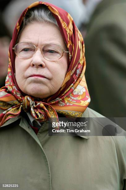 Her Majesty Queen Elizabeth II attends the third day of the Royal Windsor Horse Show in the grounds of Windsor Castle on May 14, 2005 in Windsor,...