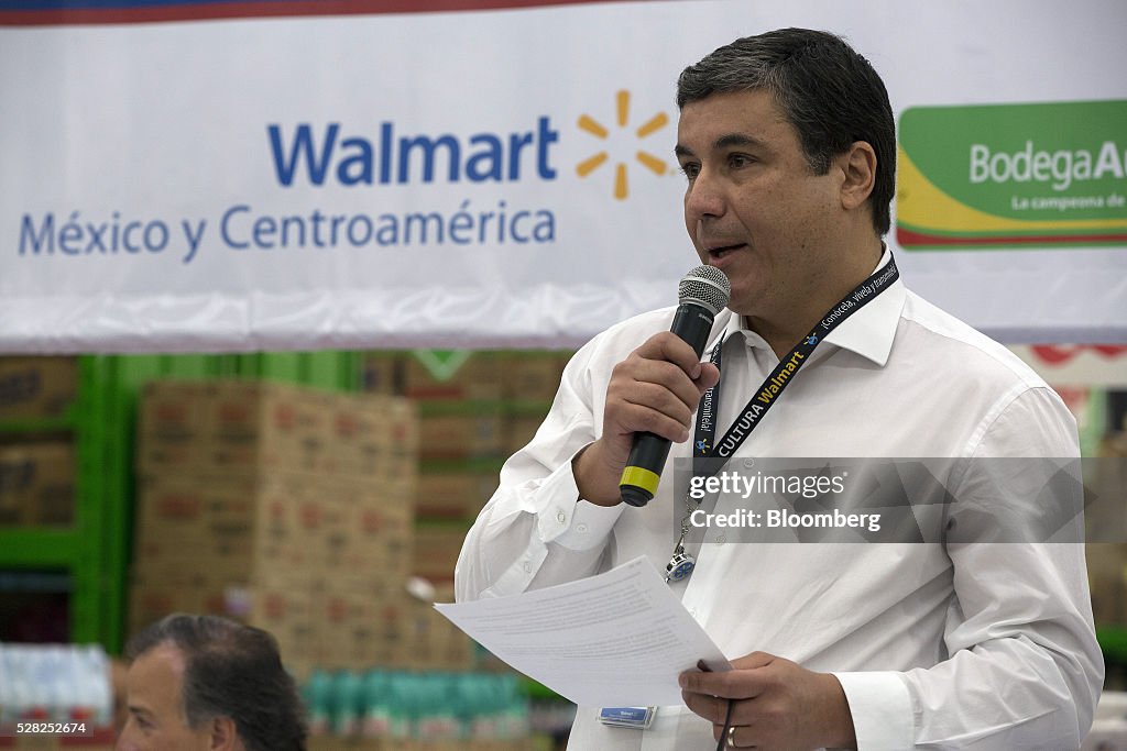 Wal-Mart de Mexico SAB Chief Executive Officer Guilherme Loureiro Attends Event At A Bodega Aurrera Store