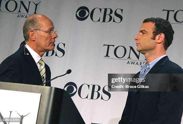 Harry Smith and Liev Schreiber during 2006 Tony Awards Nominations Announcement at New York Public Library for the Performing Arts in New York, NY,...
