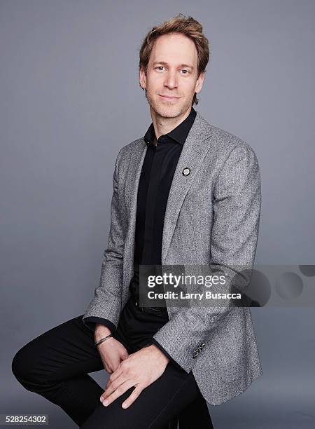 Scenic designer David Korins poses for a portrait at the 2016 Tony Awards Meet The Nominees Press Reception on May 4, 2016 in New York City.