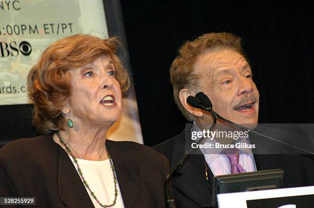 Anne Meara and Jerry Stiller during 58th Annual Tony Awards Nominee Announcements at The Hudson Theater in New York City, New York, United States.