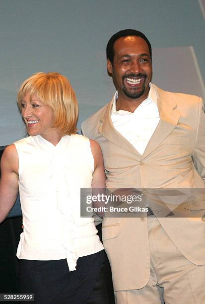 Edie Falco and Jessie L. Martin during 58th Annual Tony Awards Nominee Announcements at The Hudson Theater in New York City, New York, United States.