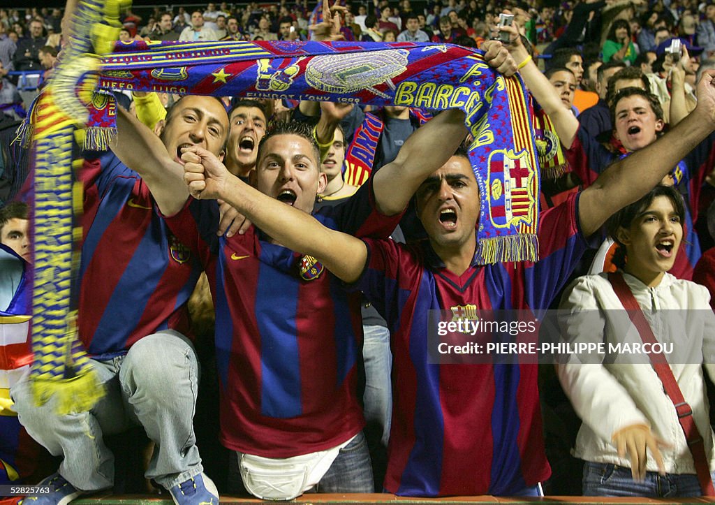 Barcelona fans celebrates the victory of
