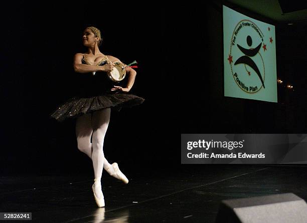 Ballerina Misty Copeland performs at the Rowell Foster Children's Positive Plan 3rd Annual High Tea at the Century Plaza Hotel and Spa on May 14,...