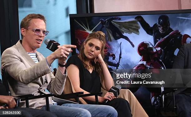 Paul Bettany and Elizabeth Olsen attend AOL Build Speaker Series to discuss "Captain America: Civil War" at AOL Studios In New York on May 4, 2016 in...
