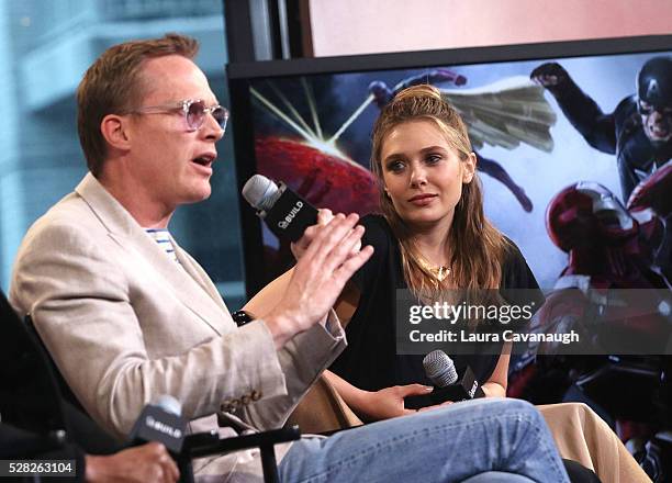 Paul Bettany and Elizabeth Olsen attend AOL Build Speaker Series to discuss "Captain America: Civil War" at AOL Studios In New York on May 4, 2016 in...