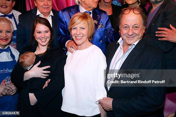 Actress of the Piece Chantal Ladesou, her husband Michel Ansault, their daughter actress Clemence Ansault and Clemence's new born son George, three...