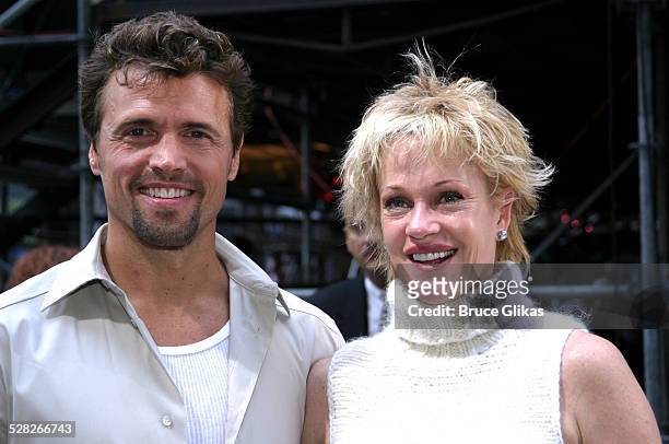 Brent Barrett and Melanie Griffith during The 12th Annual Broadway on Broadway Concert at Times Square in New York City, New York, United States.