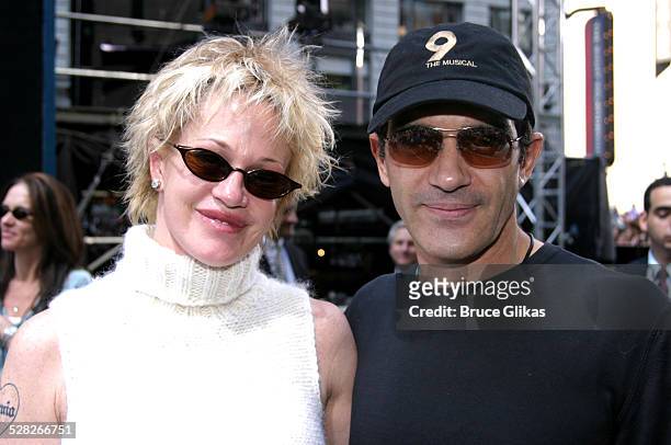 Melanie Griffith and Antonio Banderas during The 12th Annual Broadway on Broadway Concert at Times Square in New York City, New York, United States.