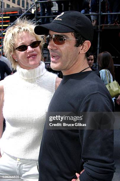 Melanie Griffith and Antonio Banderas during The 12th Annual Broadway on Broadway Concert at Times Square in New York City, New York, United States.