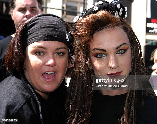 Rosie O'Donnell Producer of Taboo and Euan Morton as Boy George of Taboo sing along with Rent