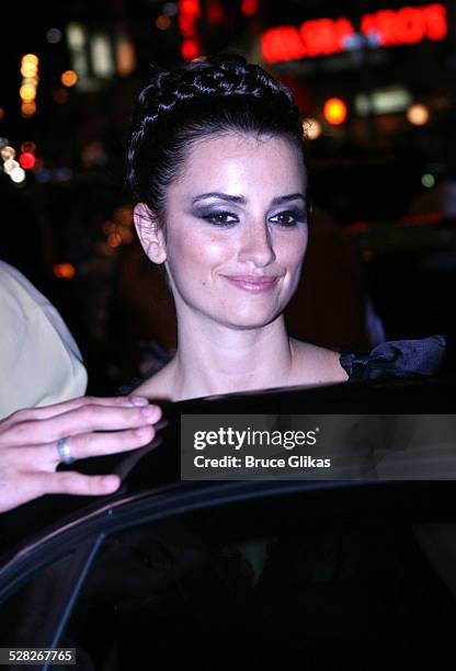 Penelope Cruz during Usher makes his Broadway debut in Chicago - Show and After Party at The Ambassador Theater and Nikki Beach Nightclub in New...