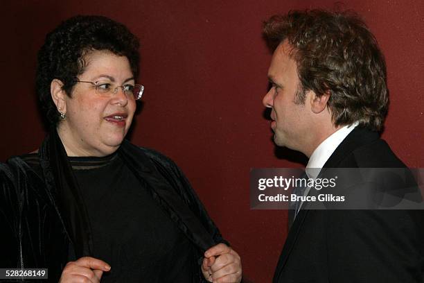 Phoebe Snow and Norbert Leo Butz during Opening Night Curtain Call and Party for Dirty Rotten Scoundrels on Broadway at Imperial Theater thenThe...