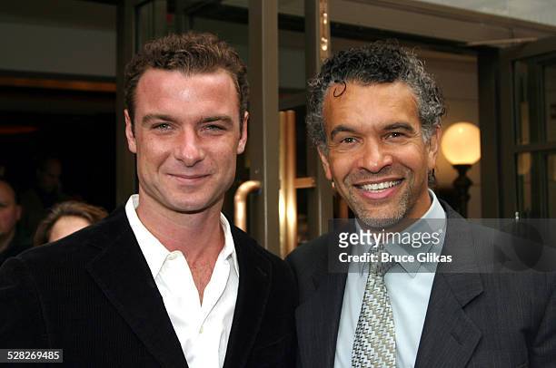 Liev Schreiber and Brian Stokes Mitchell during Mayor Michael Bloomberg and Broadway Stars Unveil the Renovated Biltmore Theater at Biltmore Theater...