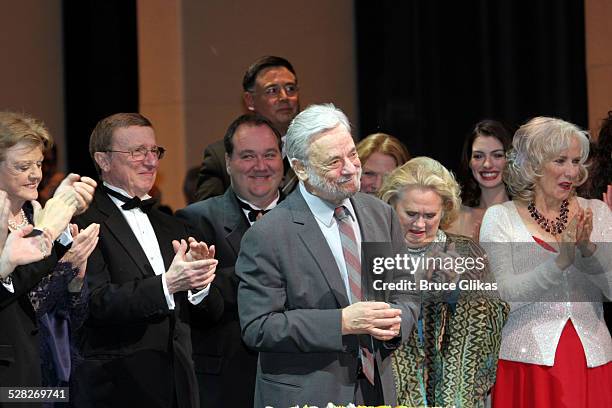 Curtain Call with Angela Lansbury, George Hearn, Stephen Sondheim, Kevin Stites, musical director and producer, Becky Ann Baker and Barbara Cook,...