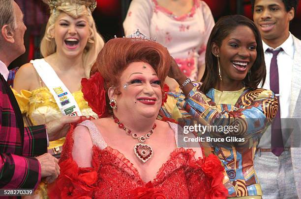 Miss America 2004 Ericka Dunlap crowns Miss Hairspray 2004 Harvey Fierstein as Edna Turnblad