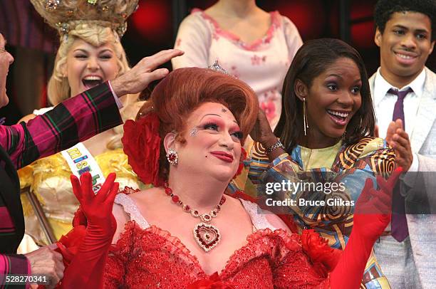 Miss America 2004 Ericka Dunlap crowns Miss Hairspray 2004 Harvey Fierstein as Edna Turnblad