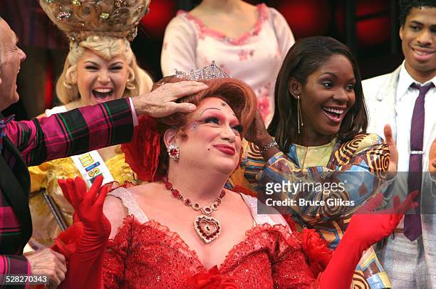 Miss America 2004 Ericka Dunlap crowns Miss Hairspray 2004 Harvey Fierstein as Edna Turnblad