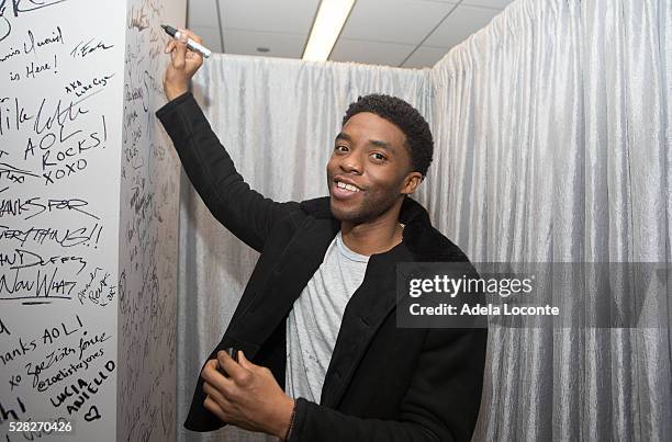 Chadwick Boseman attends the AOL Speaker Series to discuss "Captain America: Civil War" at AOL Studios In New York on May 4, 2016 in New York City.