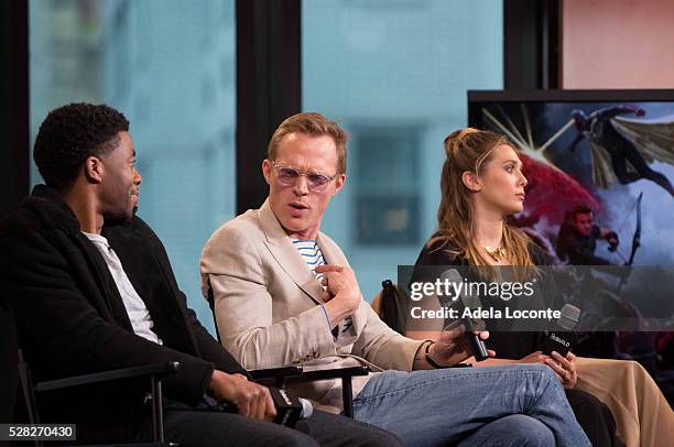 Chadwick Boseman, Paul Bettany, and Elizabeth Olsen attend the AOL Speaker Series to discuss "Captain America: Civil War" at AOL Studios In New York...