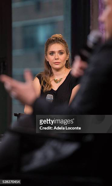 Elizabeth Olsen discusses the AOL Speaker Series to discuss "Captain America: Civil War" at AOL Studios In New York on May 4, 2016 in New York City.