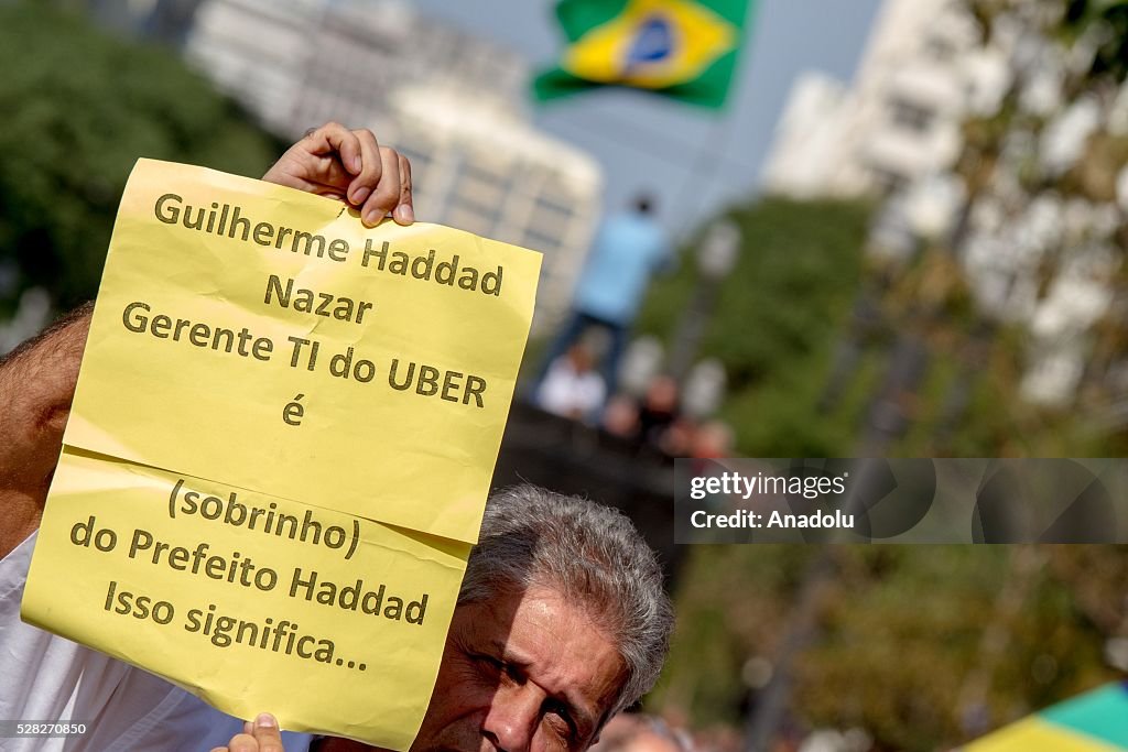 Demonstration against UBER in Sao Paulo