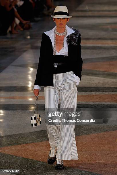 Model walks the runway during the Chanel Cruise Collection 2016/2017 on May 3, 2016 in Havana, Cuba.