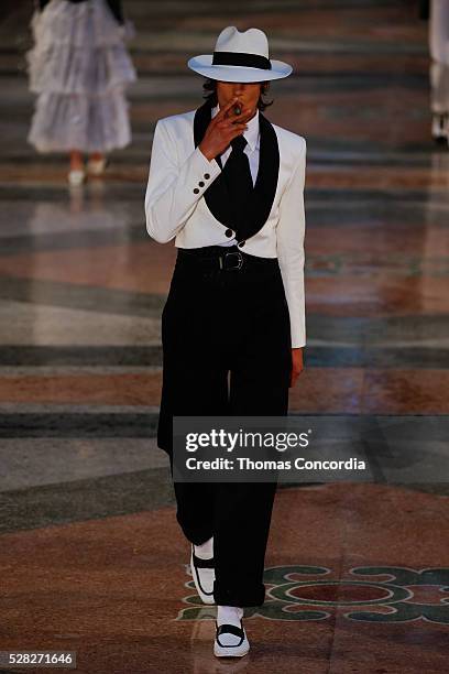 Model walks the runway during the Chanel Cruise Collection 2016/2017 on May 3, 2016 in Havana, Cuba.