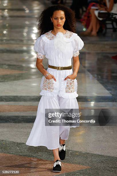 Model walks the runway during the Chanel Cruise Collection 2016/2017 on May 3, 2016 in Havana, Cuba.