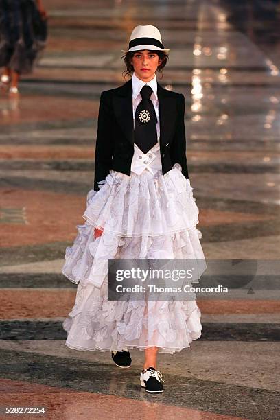 Model walks the runway during the Chanel Cruise Collection 2016/2017 on May 3, 2016 in Havana, Cuba.