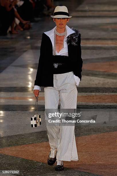 Model walks the runway during the Chanel Cruise Collection 2016/2017 on May 3, 2016 in Havana, Cuba.