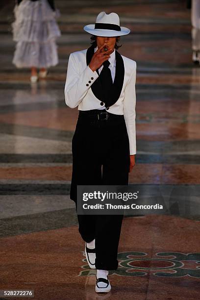 Model walks the runway during the Chanel Cruise Collection 2016/2017 on May 3, 2016 in Havana, Cuba.