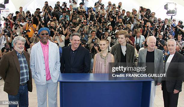 Director George Lucas, actor Samuel L. Jackson, producer Rick McCallum, actress Natalie Portman, Canadian actor Hayden Christensen, British actor Ian...