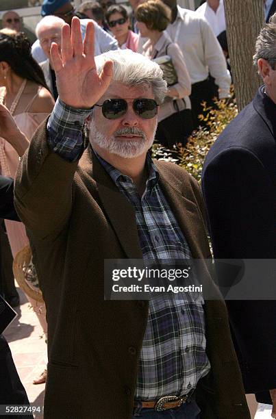 Director George Lucas attends a photocall promoting the film "Star Wars Episode III: Revenge of the Sith" at the Palais during the 58th International...