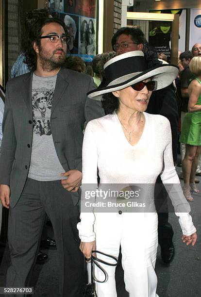 Sean Lennon and Yoko Ono during Lennon Broadway Opening Night - Arrivals at The Broadhurst Theater in New York City, New York, United States.