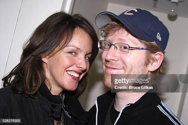 Alice Ripley and Anthony Rapp during Warren Beatty and Annette Bening visit Spring Awakening - April 6, 2007 at The Eugene O'Neill Theatre in New...