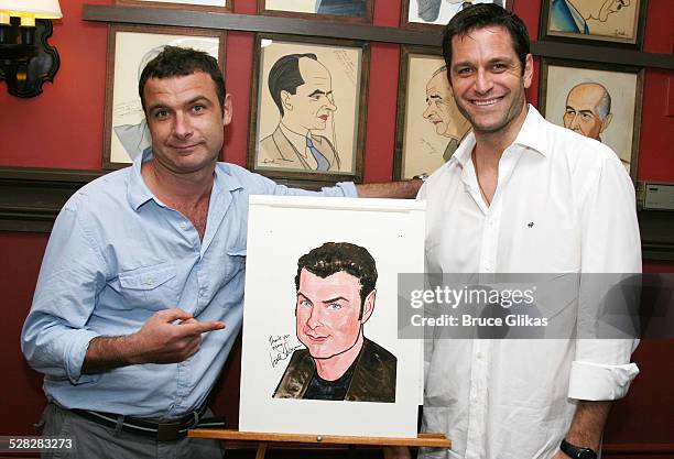 Liev Schreiber and Peter Hermann during Liev Schreiber Caricature Unveiled at Sardi's Wall of Fame - June 26, 2007 at Sardis in New York City, New...