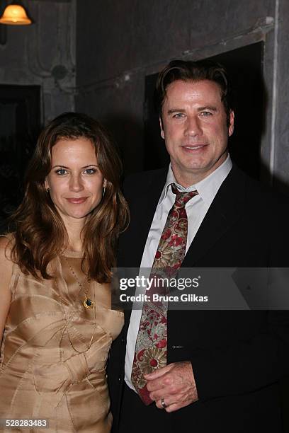 Actor John Travolta and Kelly Preston visit the cast of The Rise of Dorothy Hale Off-Broadway at St. Lukes Theater on October 7, 2007 in New York.