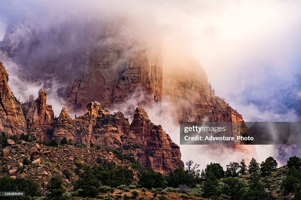 Dramatic Clouds and Red Rock Canyons in Zion