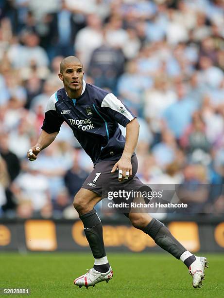 David James the Man City goalkeeper changes his shirt and plays at centre forward during the FA Barclays Premiership match between Manchester City...