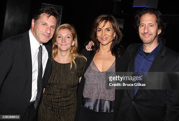 Playwright Patrick Marber, wife Debra Gillett, Polly Draper and husband Michael Wolff pose at the opening night party for After Miss Julie on...