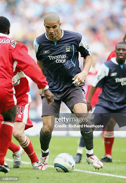 David James the Man City goalkeeper plays at centre forward during the FA Barclays Premiership match between Manchester City and Middlesbrough, held...