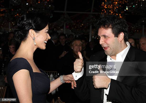 Catherine Zeta Jones and Producer/Artistic Director of the Menier Chocolate Factory David Babani at the A Little Night Music Broadway opening night...