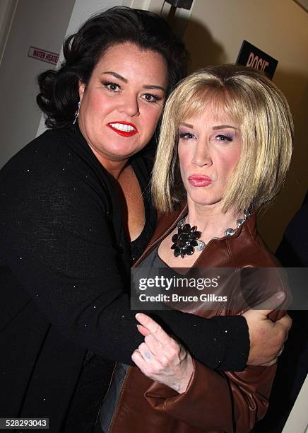 Rosie O'Donnell and Kathy Griffin pose backstage at NBC presents Rosie Live variety show at the Little Shubert Theatre on November 26, 2008 in New...
