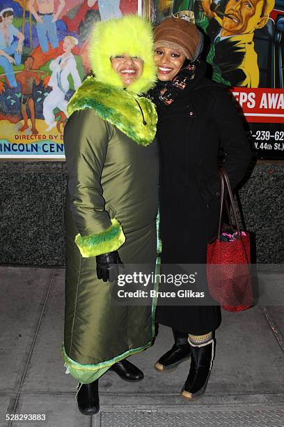 Debbie Allen and daughter Vivian Nixon pose backstage at the hit musical Memphis on Broadway at The Shubert Theater on January 2, 2010 in New York...