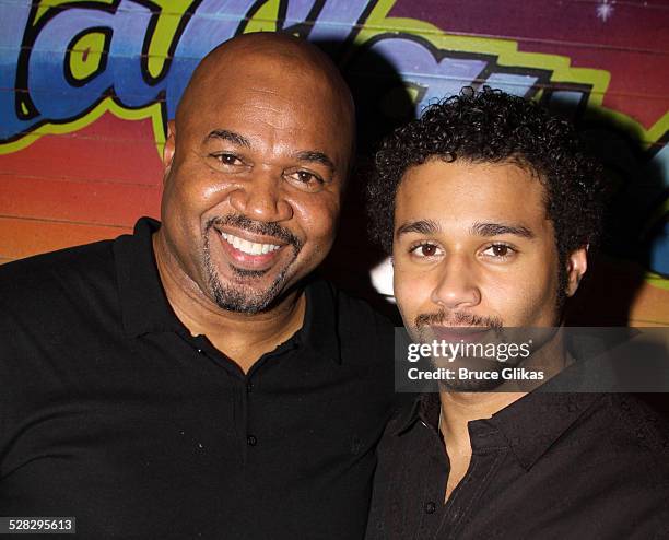 David Reivers and son Corbin Bleu pose as Bleu joins the cast of Broadway's In The Heights at Richard Rodgers Theatre on January 25, 2010 in New York...